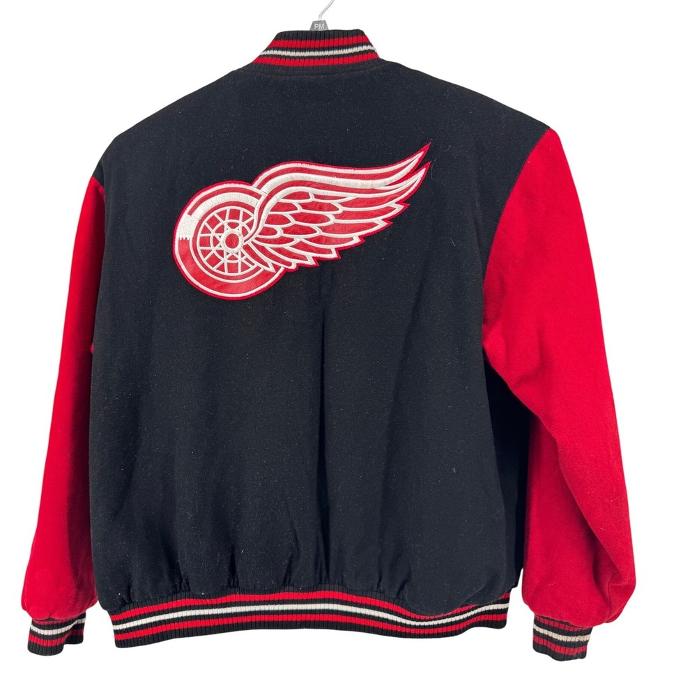 Vintage Detroit Red Wings Varsity Jacket XL Mens Black Red Sleeve Embroidered